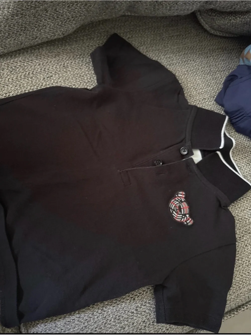 Burberry Black Polo Shirt with Signature Crest Detail